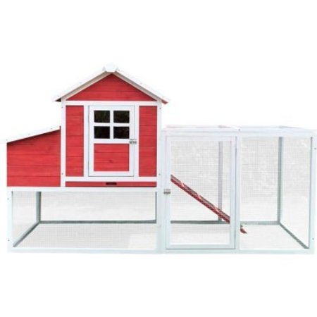 ALMO FULFILLMENT SERVICES LLC Hanover Outdoor Elevated Wooden Chicken Coop with Ramp, Nesting Box, Wire Mesh Run, Waterproof Roof HANCC0104-RED